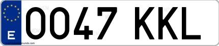Ejemplo de matrícula española 0047 KKL