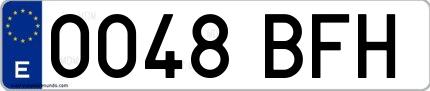 Ejemplo de matrícula española 0048 BFH