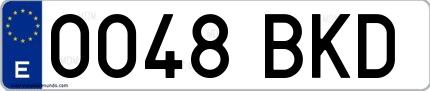 Ejemplo de matrícula española 0048 BKD