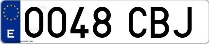 Ejemplo de matrícula española 0048 CBJ