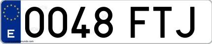 Ejemplo de matrícula española 0048 FTJ