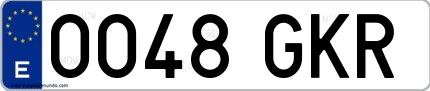 Ejemplo de matrícula española 0048 GKR