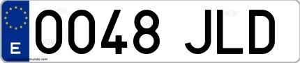 Ejemplo de matrícula española 0048 JLD