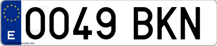 Ejemplo de matrícula de coche ordinaria 0049 BKN