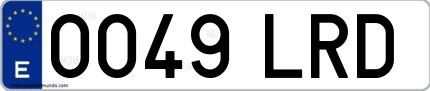 Ejemplo de matrícula española 0049 LRD