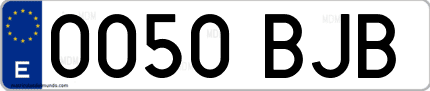 Ejemplo de matrícula de coche ordinaria 0050 BJB
