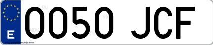 Ejemplo de matrícula española 0050 JCF