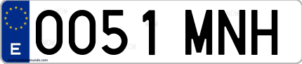 Ejemplo de matrícula de coche ordinaria 0051 MNH