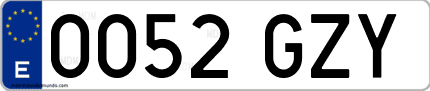 Ejemplo de matrícula de coche ordinaria 0052 GZY