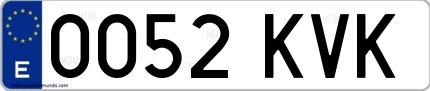 Ejemplo de matrícula española 0052 KVK