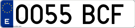 Ejemplo de matrícula de coche ordinaria 0055 BCF
