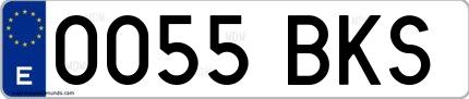 Ejemplo de matrícula española 0055 BKS