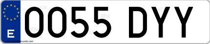 Ejemplo de matrícula española 0055 DYY