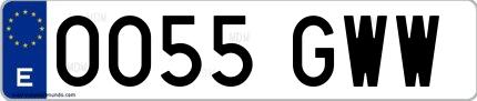 Ejemplo de matrícula española 0055 GWW