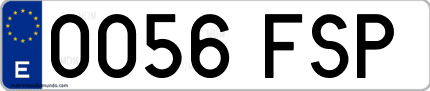 Ejemplo de matrícula de coche ordinaria 0056 FSP