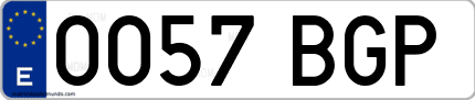 Ejemplo de matrícula de coche ordinaria 0057 BGP