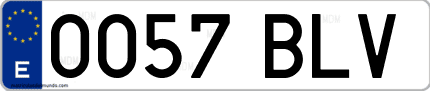 Ejemplo de matrícula de coche ordinaria 0057 BLV
