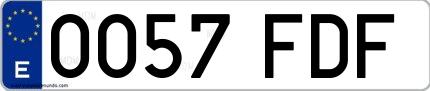 Ejemplo de matrícula española 0057 FDF