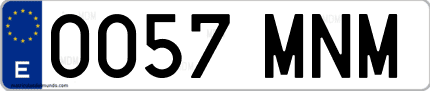 Ejemplo de matrícula de coche ordinaria 0057 MNM