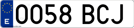 Ejemplo de matrícula de coche ordinaria 0058 BCJ