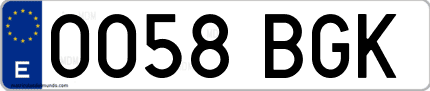 Ejemplo de matrícula de coche ordinaria 0058 BGK