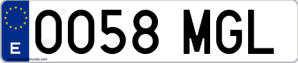Ejemplo de matrícula de coche ordinaria 0058 MGL
