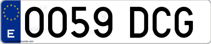 Ejemplo de matrícula de coche ordinaria 0059 DCG