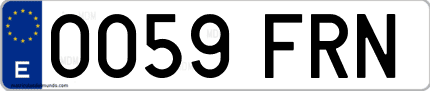 Ejemplo de matrícula de coche ordinaria 0059 FRN