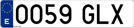 Ejemplo de matrícula española 0059 GLX