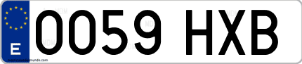 Ejemplo de matrícula de coche ordinaria 0059 HXB