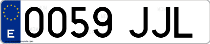 Ejemplo de matrícula de coche ordinaria 0059 JJL