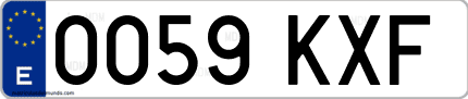 Ejemplo de matrícula de coche ordinaria 0059 KXF