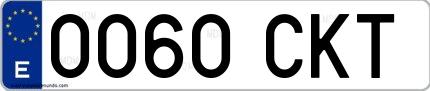 Ejemplo de matrícula española 0060 CKT