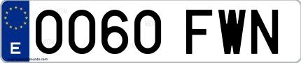 Ejemplo de matrícula española 0060 FWN