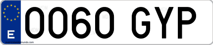 Ejemplo de matrícula de coche ordinaria 0060 GYP