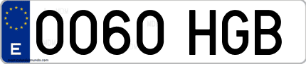 Ejemplo de matrícula de coche ordinaria 0060 HGB