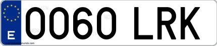 Ejemplo de matrícula española 0060 LRK