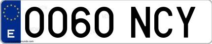 Ejemplo de matrícula española 0060 NCY