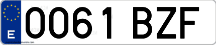 Ejemplo de matrícula de coche ordinaria 0061 BZF
