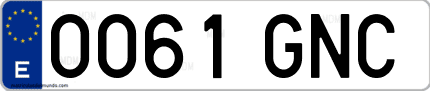 Ejemplo de matrícula de coche ordinaria 0061 GNC