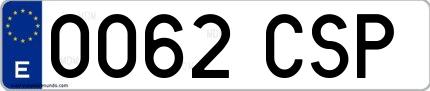 Ejemplo de matrícula española 0062 CSP