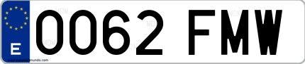 Ejemplo de matrícula española 0062 FMW
