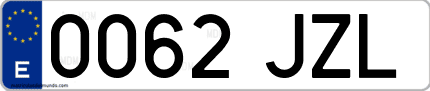 Ejemplo de matrícula de coche ordinaria 0062 JZL