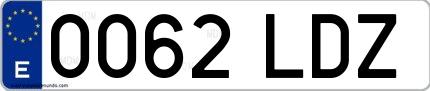 Ejemplo de matrícula española 0062 LDZ
