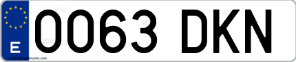 Ejemplo de matrícula de coche ordinaria 0063 DKN