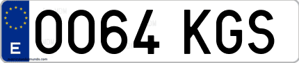 Ejemplo de matrícula de coche ordinaria 0064 KGS