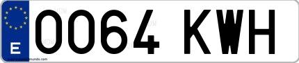 Ejemplo de matrícula española 0064 KWH