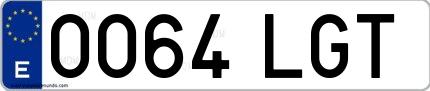 Ejemplo de matrícula española 0064 LGT