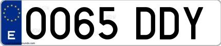Ejemplo de matrícula española 0065 DDY