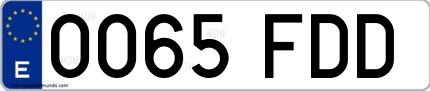 Ejemplo de matrícula española 0065 FDD